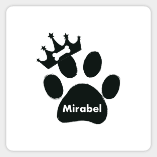 Mirabel name made of hand drawn paw prints Sticker